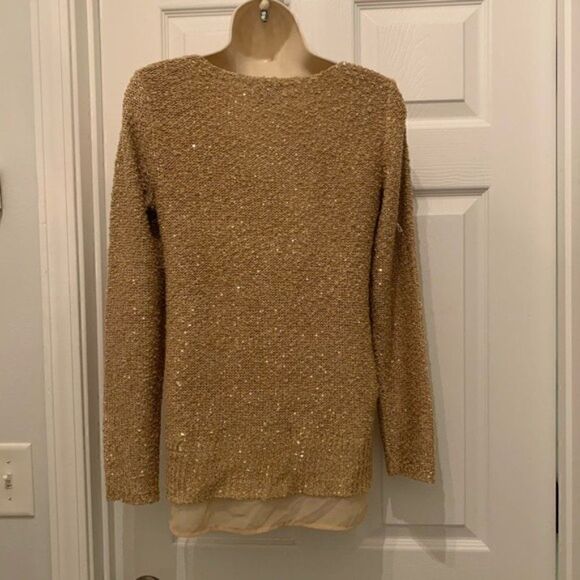 Alfani Gold Sequin Lightweight Pullover Sweater - Picture 6 of 7